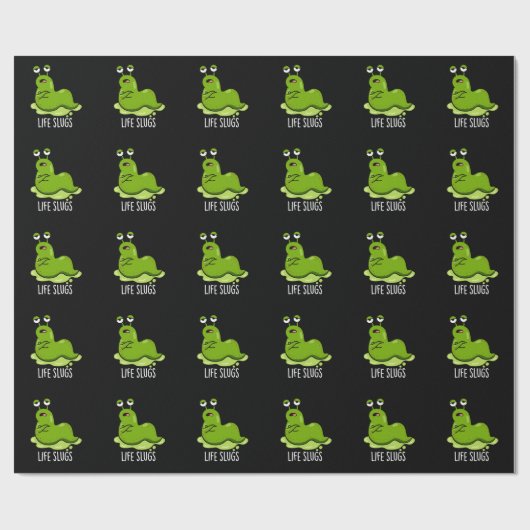 Life Slugs Funny Animal Pun Dark BG Cadeaupapier (Vlak)