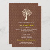 Life Star van David Pattern Bar-Bat Mitzvah Kaart (Voorkant / Achterkant)