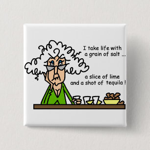 Life & Tequila Humor Vierkante Button 5,1 Cm
