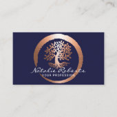 Life Tree Gold Circle Yoga Wellness Spa Navy Blue Visitekaartje (Voorkant)