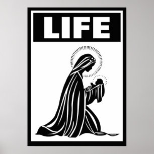 LIFE VIRGIN MARY BABY JESUS NATIVITY CATHOLIS POSTER