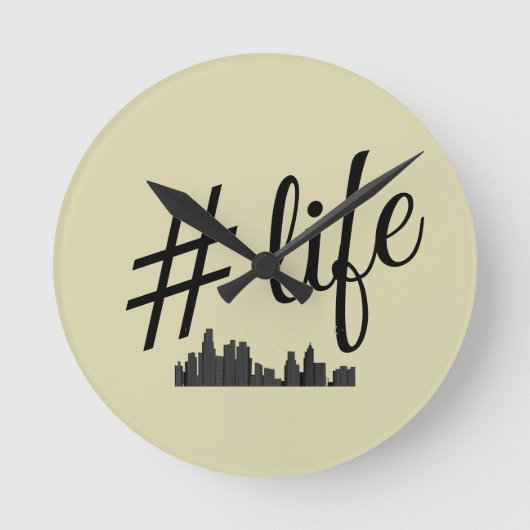 Life wall clock voor liefhebbers van het stadsleve ronde klok (Voorkant)