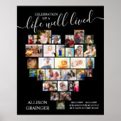 Life Well Lived Heart Photo Custom Funeral Poster (Voorkant)