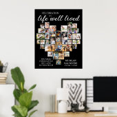 Life Well Lived Heart Shaped Photo Collage Funeral Poster (Thuiskantoor)