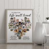 Life Well Lived Heart Shaped Photo Collage Funeral Poster