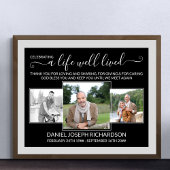 Life Well Lived Memorial Verse 3 Photo Collage Poster