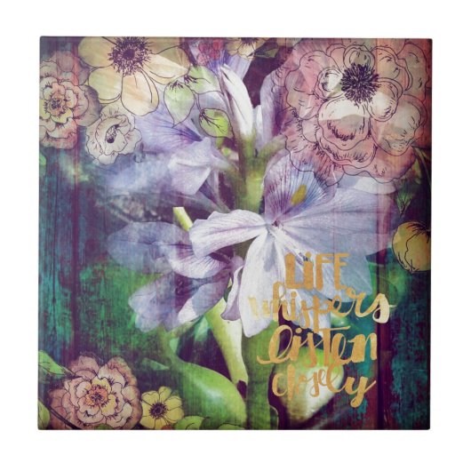 Life Whispers beluisteren Digitale tv-collage Tegeltje (Voorkant)