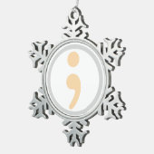 Life Worth Living Semi Colon kerstversiering Tin Sneeuwvlok Ornament (Rechts)