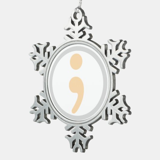 Life Worth Living Semi Colon kerstversiering Tin Sneeuwvlok Ornament (Rechts)