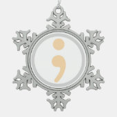 Life Worth Living Semi Colon kerstversiering Tin Sneeuwvlok Ornament (Voorkant)