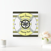 Lifebuoy ~ Life-Ring ~ Yellow Green Black & White Vierkante Klok (Huis)