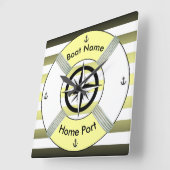 Lifebuoy ~ Life-Ring ~ Yellow Green Black & White Vierkante Klok (Hoek)