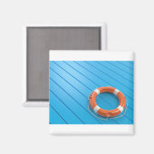 Lifebuoy op blauwe vloer magneet (Voorkant / Achterkant)