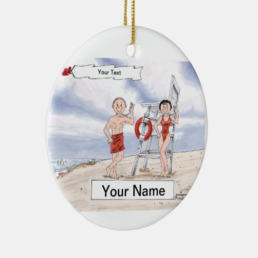 Lifeguard Couple Keramisch Ornament (Rechts)