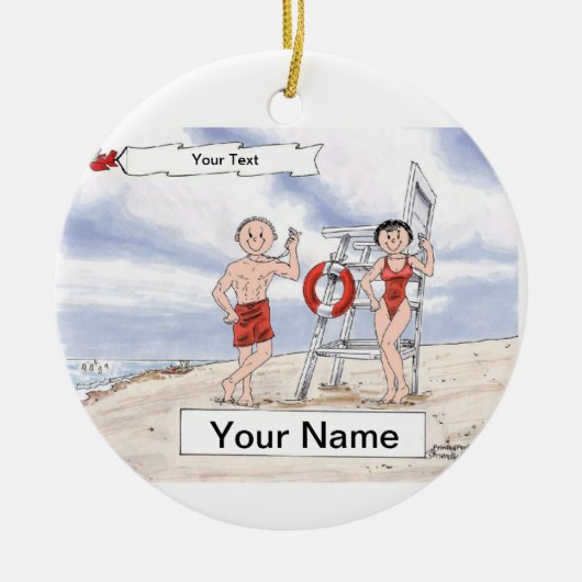 Lifeguard Couple Keramisch Ornament (Voorkant)