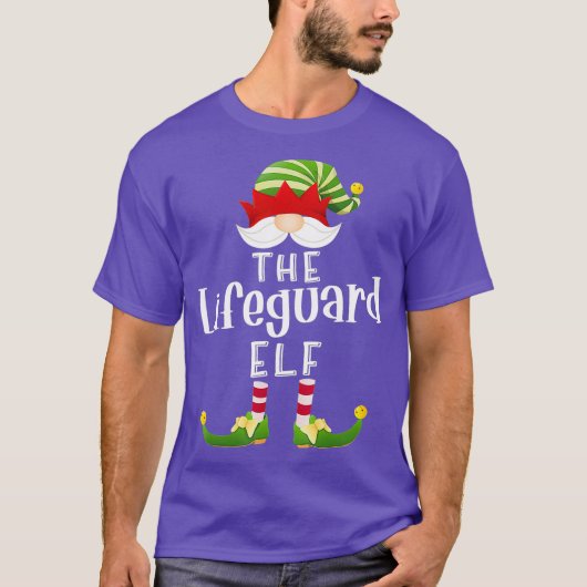 Lifeguard Elf Group Christmas Funny Pajama Party T-shirt (Voorkant)