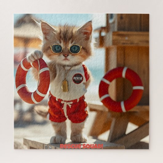 😎 Lifeguard Kitty Puzzle - Summer Fun Rescue Vibe Legpuzzel (Verticaal)