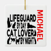 Lifeguard Loves Cats CUSTOM Keramisch Ornament (Achterkant)