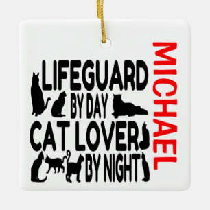 Lifeguard Loves Cats CUSTOM Keramisch Ornament
