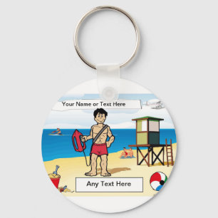 Lifeguard - Mannelijke Cartoon door PrintedPerfect Sleutelhanger