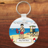 Lifeguard - Mannelijke Cartoon door PrintedPerfect Sleutelhanger (Voorkant)