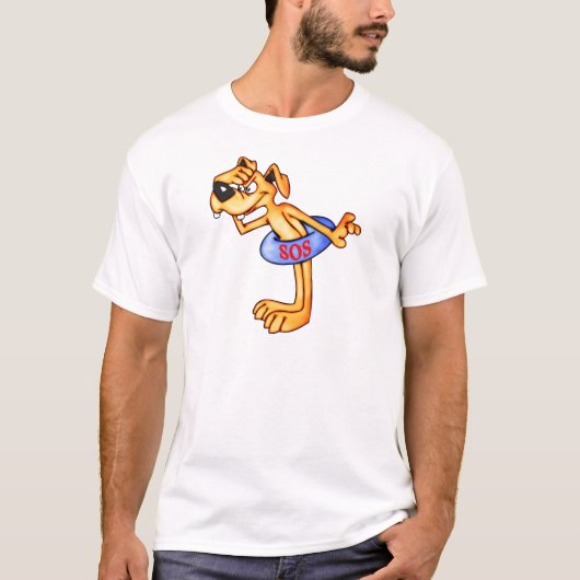 Lifeguard Rescue Cartoon Dog T-shirt (Voorkant)