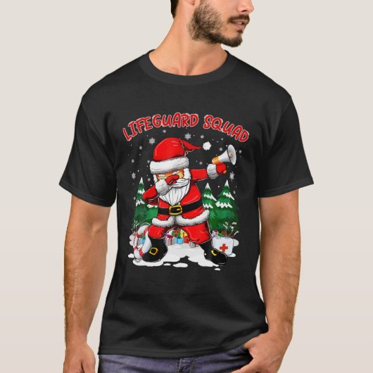 Lifeguard Squad Santa Dabbing Christmas Xmas Funny T-shirt (Voorkant)