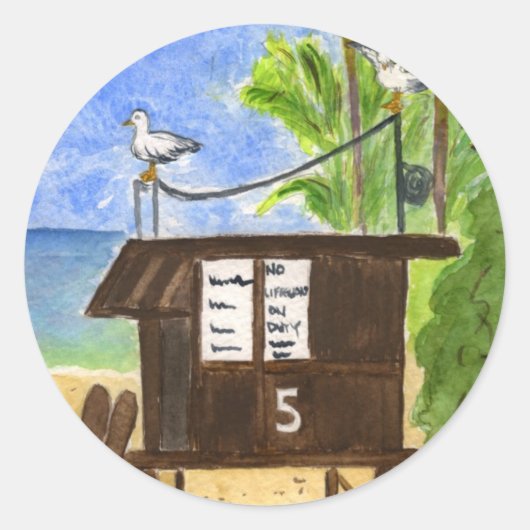 Lifeguard Station 5 Ronde Sticker (Voorkant)
