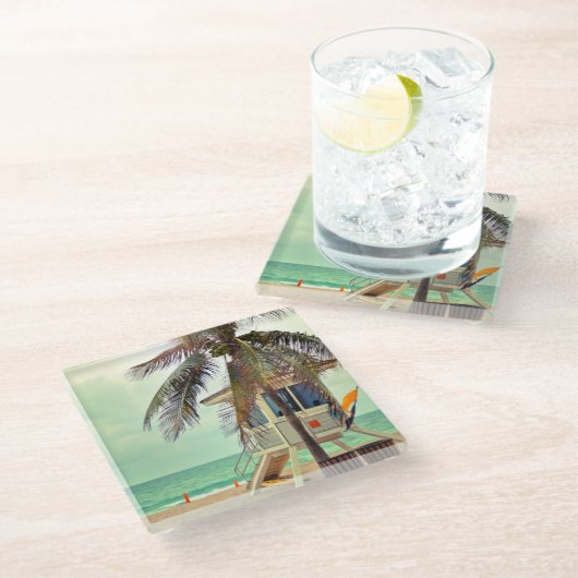 Lifeguard-station |Florida Glazen Onderzetter (Schuin)