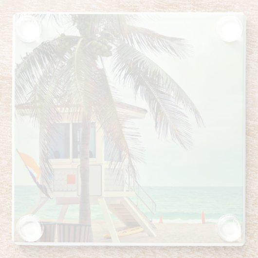 Lifeguard-station |Florida Glazen Onderzetter (Achterkant)