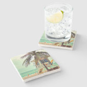 Lifeguard-station |Florida Stenen Onderzetter (Zijkant)