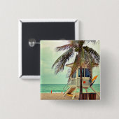 Lifeguard-station |Florida Vierkante Button 5,1 Cm (Voorkant /achterkant)