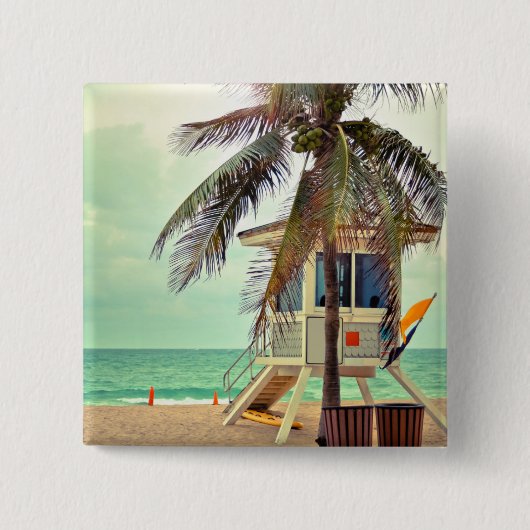 Lifeguard-station |Florida Vierkante Button 5,1 Cm (Voorkant)
