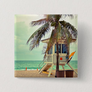 Lifeguard-station Florida Vierkante Button 5,1 Cm
