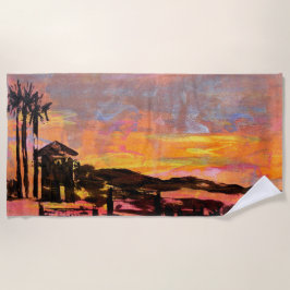 Lifeguard-toren op het punt van de dawn Dana Strandlaken