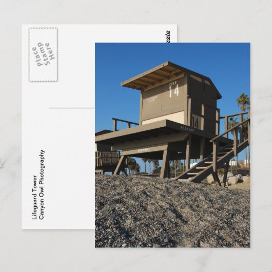 Lifeguard Tower 14 Briefkaart (Voorkant / Achterkant)