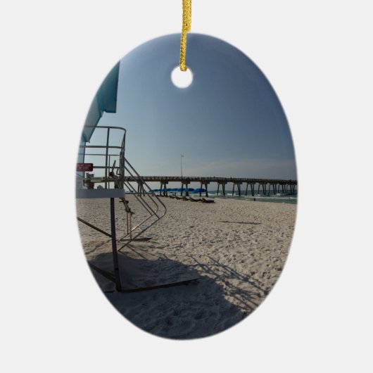 Lifeguard Tower bij Panama City Beach Pier Keramisch Ornament (Voorkant)