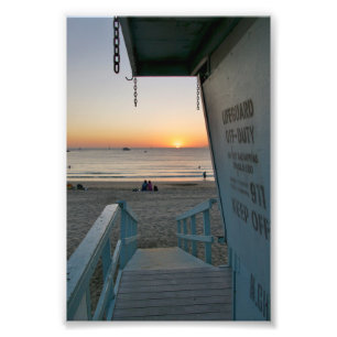 Lifeguard Tower bij Sunset Foto Afdruk