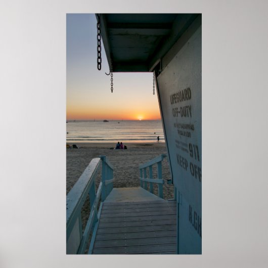 Lifeguard Tower bij Sunset Poster (Voorkant)