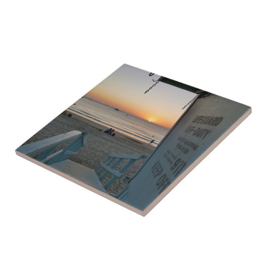 Lifeguard Tower bij Sunset Tegeltje (Zijkant)