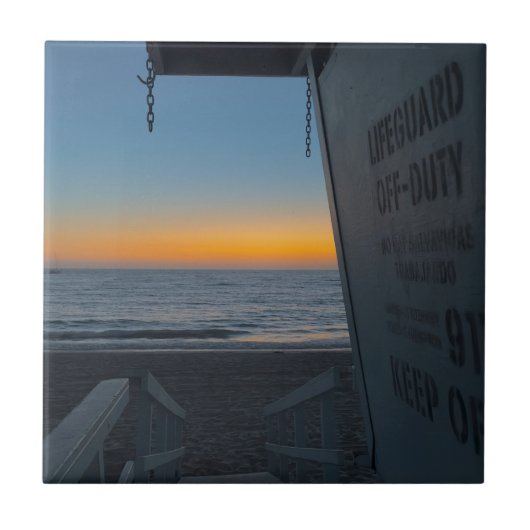 Lifeguard Tower bij Sunset Tegeltje (Voorkant)