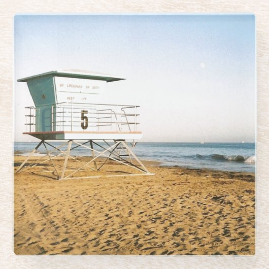 Lifeguard Tower in Santa Cruz Glazen Onderzetter (Voorkant)