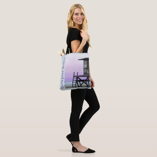 Lifeguard Tower Newport Beach Tote Bag (Op model)
