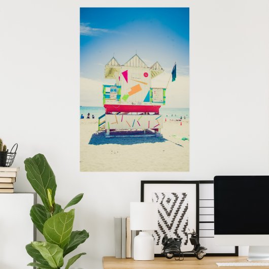 Lifeguard Tower | Zuid-Beach, Miami Poster (Thuiskantoor)