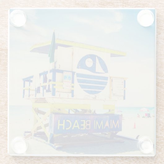 Lifeguard Tower | Zuidstrand, Miami, Fl Glazen Onderzetter (Achterkant)