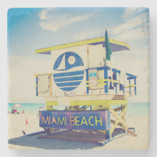 Lifeguard Tower   Zuidstrand, Miami, Fl Stenen Onderzetter
