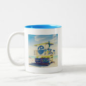 Lifeguard Tower | Zuidstrand, Miami, Fl Tweekleurige Koffiemok (Links)