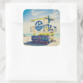 Lifeguard Tower | Zuidstrand, Miami, Fl Vierkante Sticker (Tas)