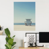 Lifeguard Watch Tower bij de Beach Photo Poster (Thuiskantoor)