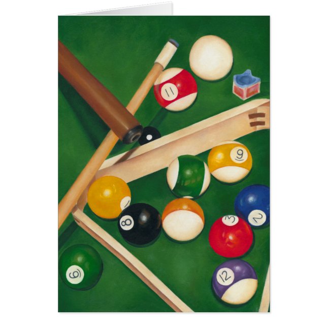Lifelike Billiards Table met Balls en Chalk (Voorkant)